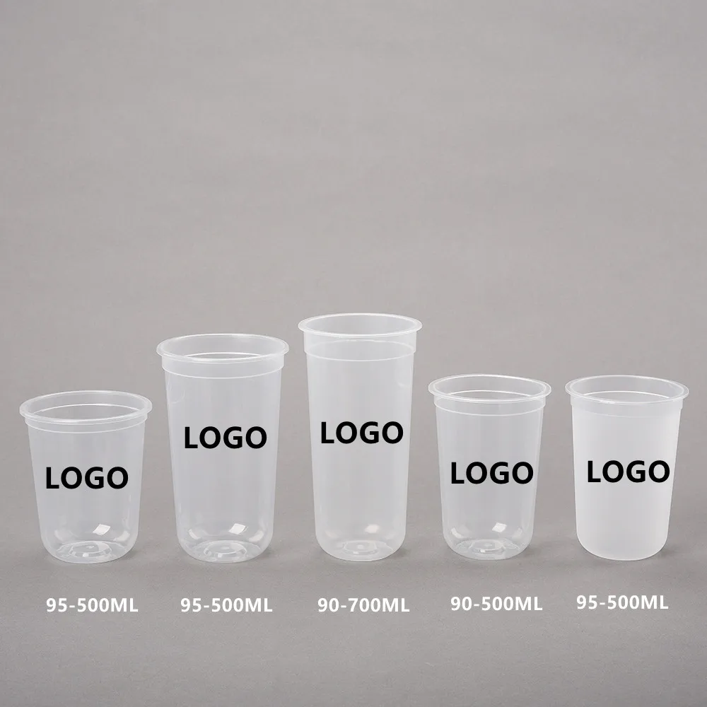 Hot sale biodegradable pp plastic material frosted u shaped cup drinking boba bubble tea cups disposable