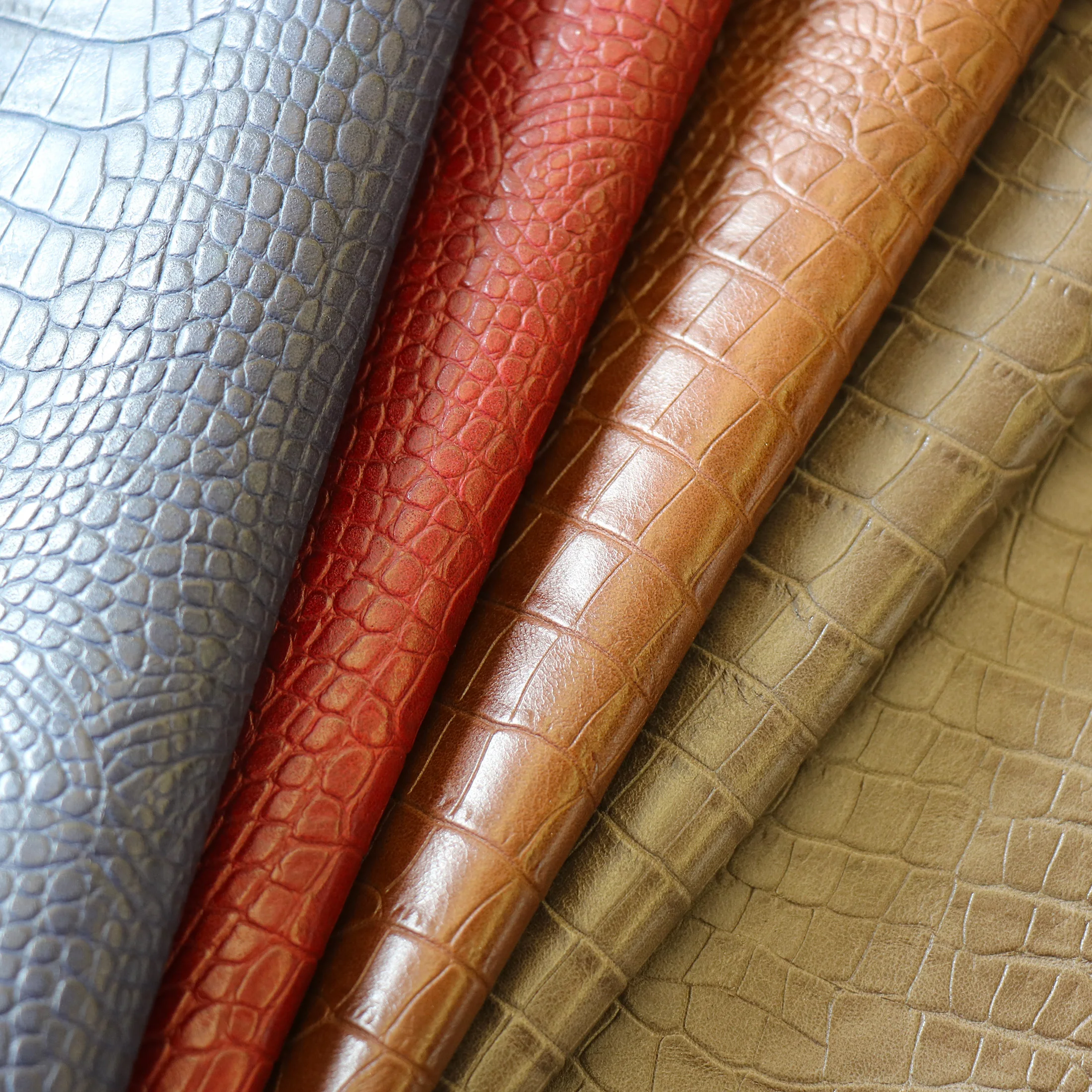 Crocodile Grain PU Synthetic Leather Crocodile Synthetic Embossed Aritificial  Leather for Bags Sofa Chairs or shoes