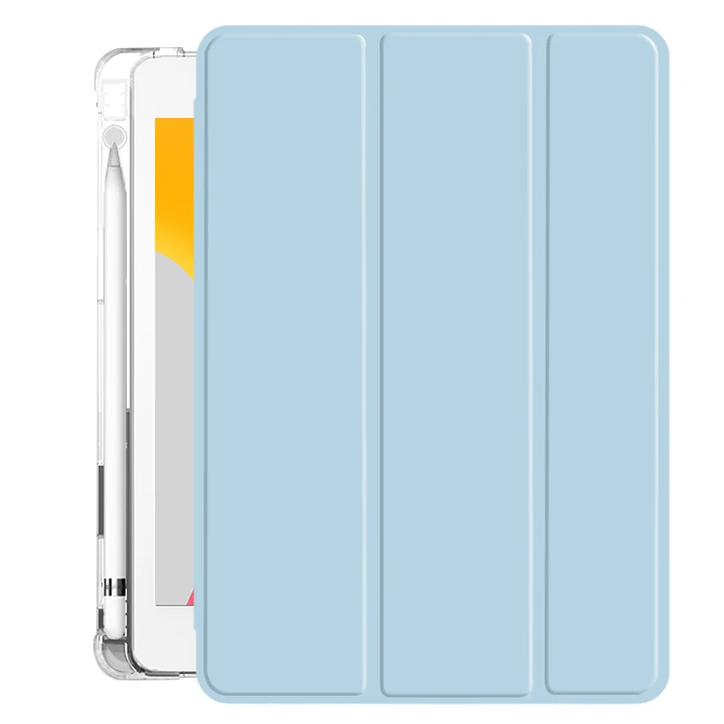 Чехол для ipad 10,2 2019 с держателем для карандашей, ультратонкая мягкая задняя крышка из ТПУ и чехол-подставка с автоматическим переходом в спящий режим/пробуждение, умный кожаный чехол