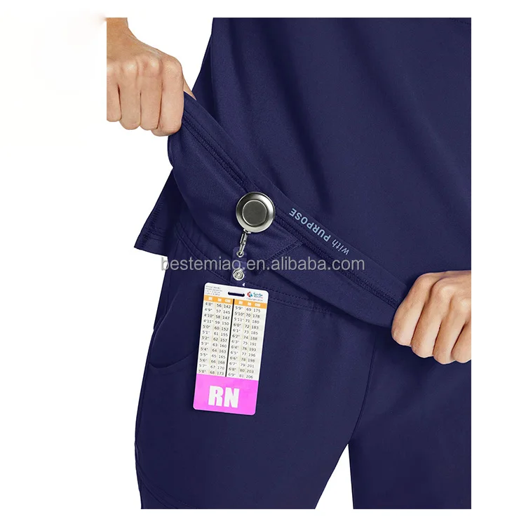 Custom Women Nursing Shirt Doctor Beautician Hospital Stretchy Nurse Medical Scrubs Uniform Suit