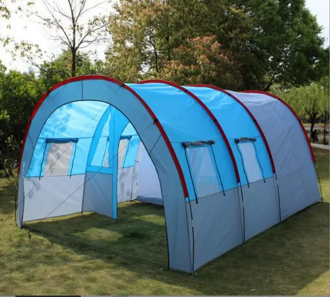 Outdoor camping one room two halls rain proof large 8-10 person tunnel tent water proof tent outdoor camping