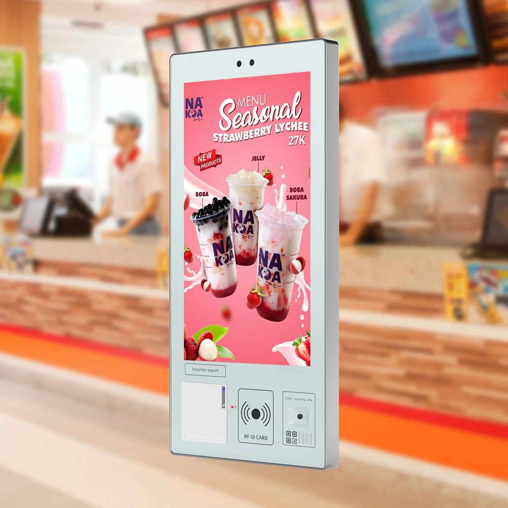 Bespoke wall mounted floor standing self pay machine digital LCD touch display self-service ordering payment kiosk