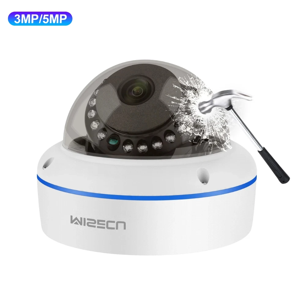 Misecu metal 2.8mm lens 5mp camera ir night vision h.265 poe ip camera dome onviif one way audio