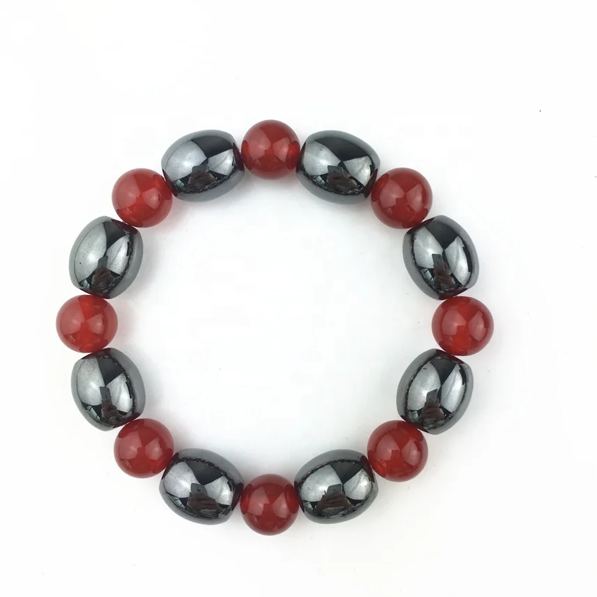9103 Red natural stone bracelets black magnet gall stone hand chain wholesale best selling big hematite jewelry for mens health