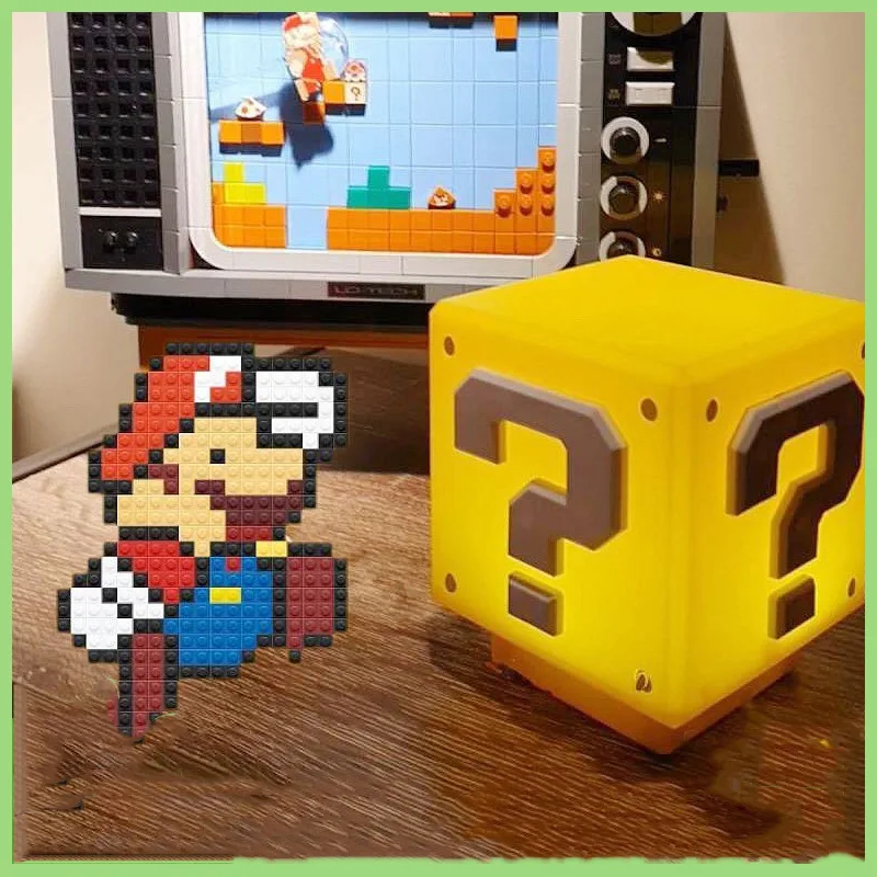 Pikachu Mario Question Mark Lamp Voice Charging Night Light Cube Desktop USB Night Light