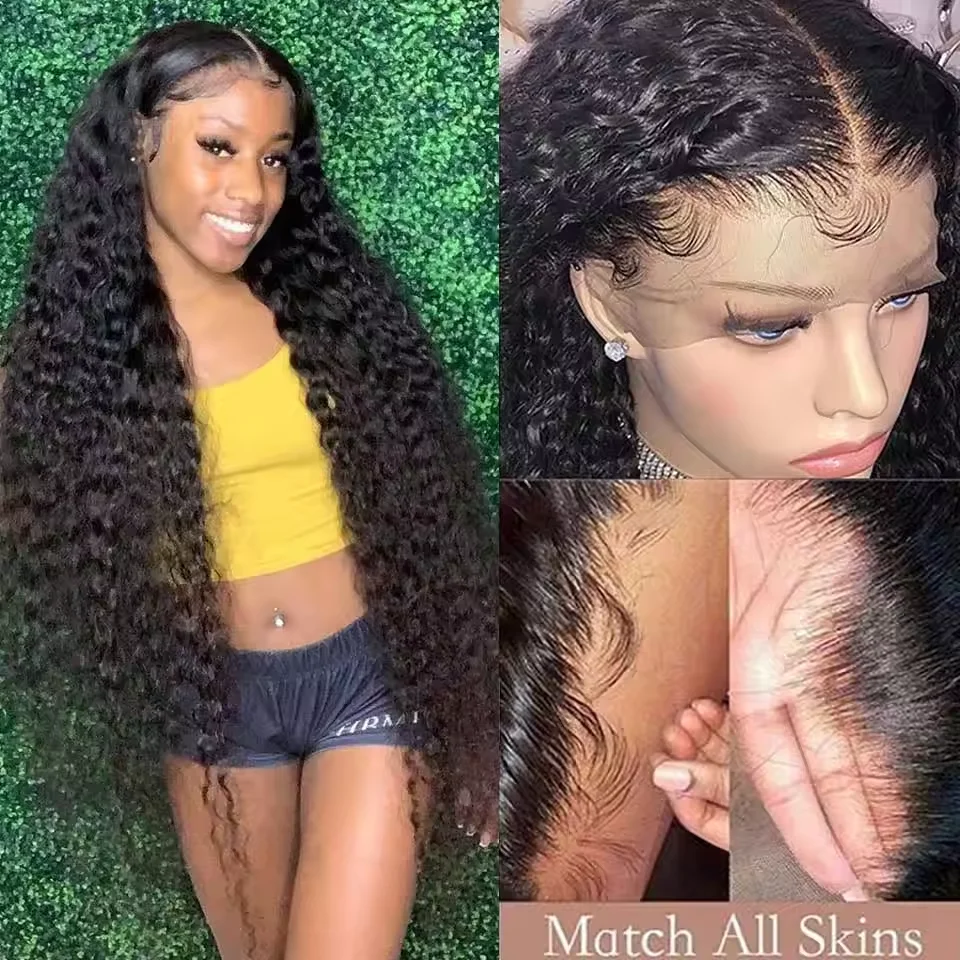 Raw Indian With Baby Hair Virgin Pre Plucked Human Hair Hd Closure 360 Lace Frontal Deep Wave HD Transparent Lace Front Wig