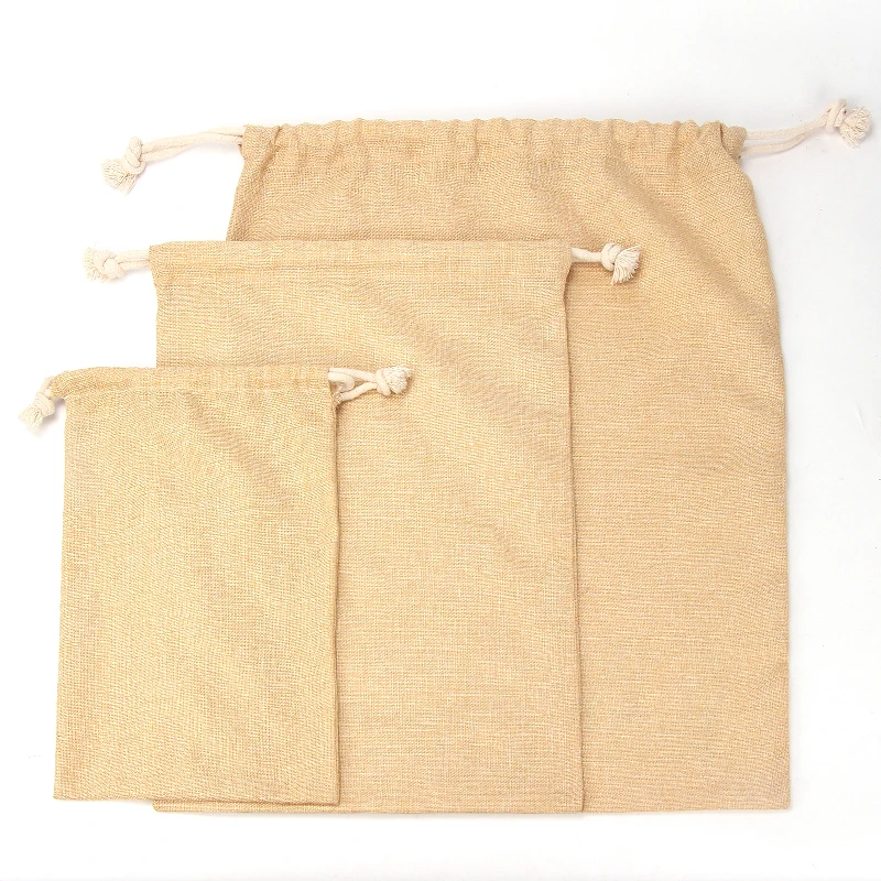  Custom Shopping Bag with logo Small Drwastring Storage Bags Made of Linen and Coton Food Bundle