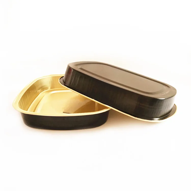 Black gold aluminum tray Microwave Disposable aluminium containers bakeware aluminum foil take-out pan foil containers
