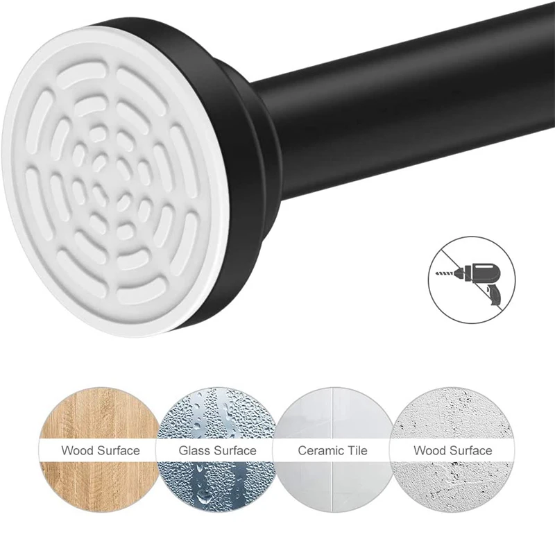 Black 40 Inches To 72 Inches Tension Adjustable Shower Curtain Rod