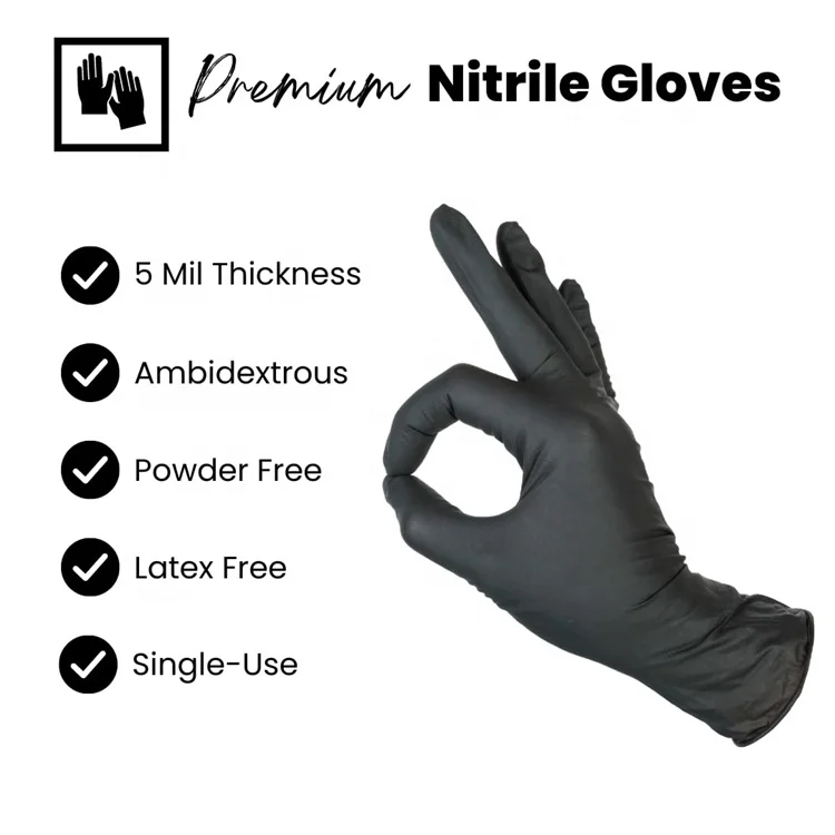 5 mil OEM logo custom latex free tattoo industry barber food service car household cleaning disposable glove pure nitrile gloves