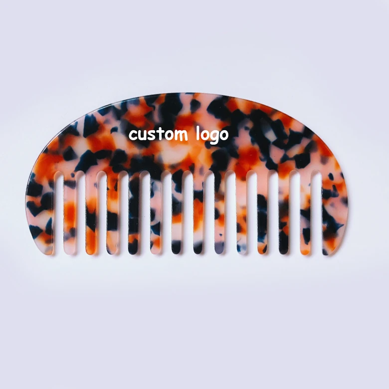 Hot Sale Half-moon-shaped Acetate Comb Hair Style Tools wide tooth comb With Logo