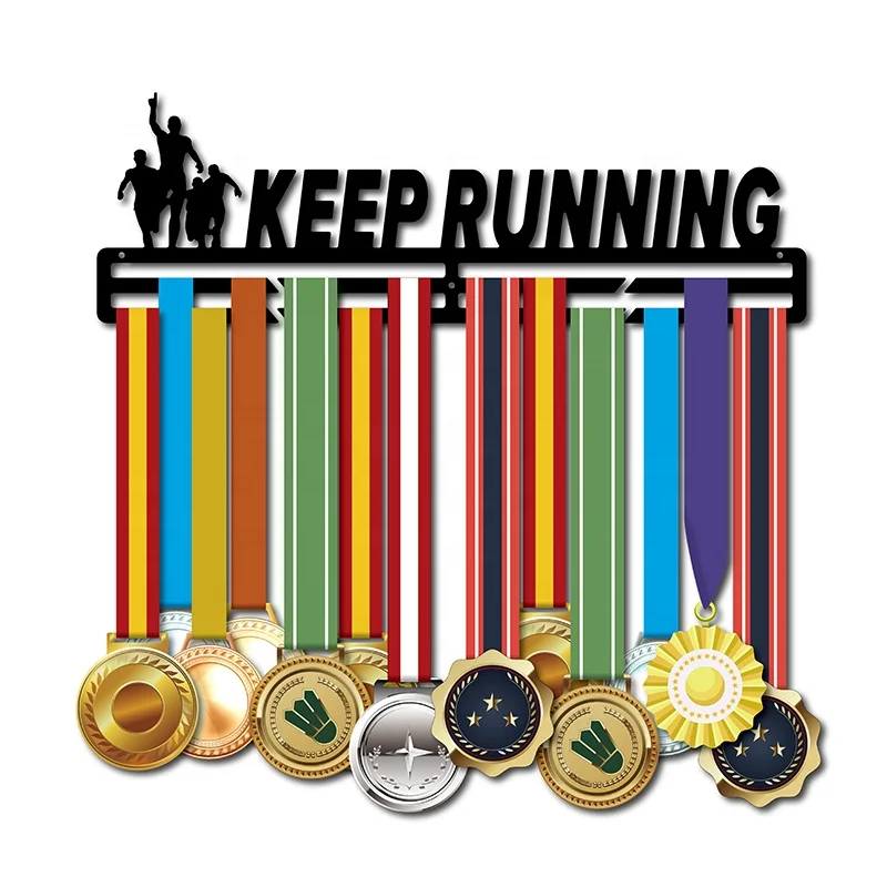VJ New Women Men Stainless Steel Keep Running Rack Holder Medal Hanger Display For Sports Gifts