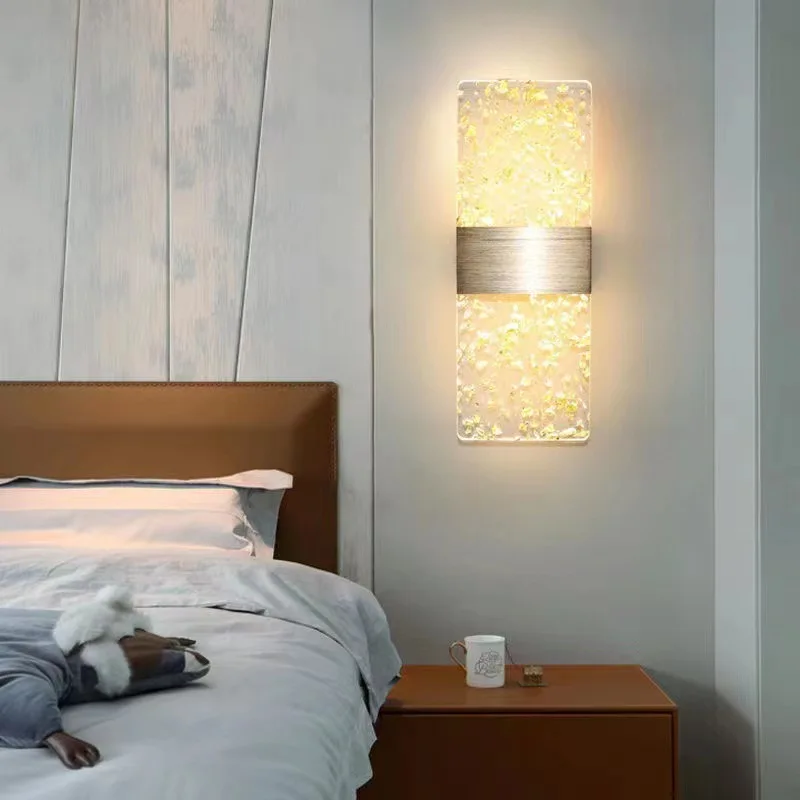 Romantic gold bedroom bedside LED wall light versatile black living room background wall acrylic LED wall lamp
