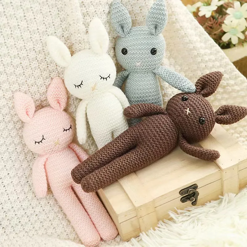 Knitted plush toy 2023 The newest knitted toy cute knitted rabbit doll and baby soothing doll crochet animal doll