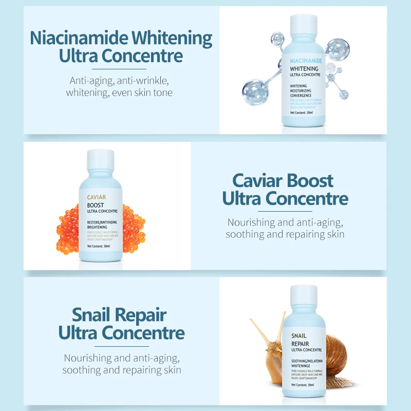 Anti Aging Face Lifting Firming Skin Restoring Soothing Ultra Concentrated Essence Caviar Face Serum Facial Care Product