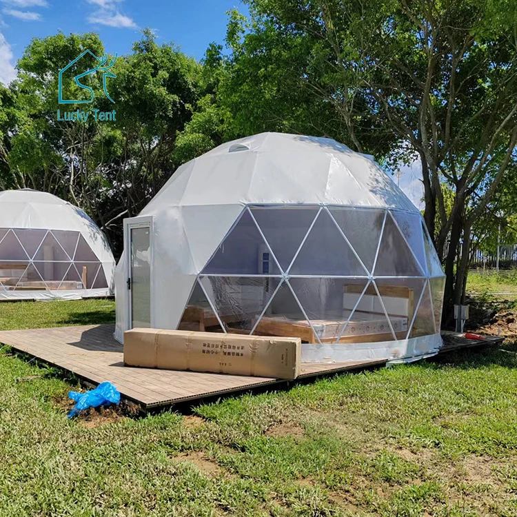Canada 10M Super Dome Prefab Houses Camping Tents For Hotel Resort Camp With Washroom