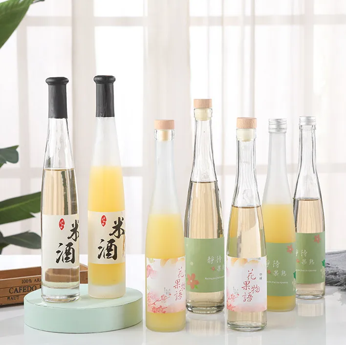 Bottle 375ml 500ml Clear/frosted Cold Brew Coffee Juice Glass Bottle for Beverage Liquor Tea with cork top lid