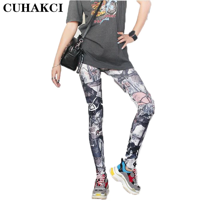 Plus Size Floral Graffiti Patterned Print Fitness Sport Leggings Gym Pants Graffiti Print Leggings