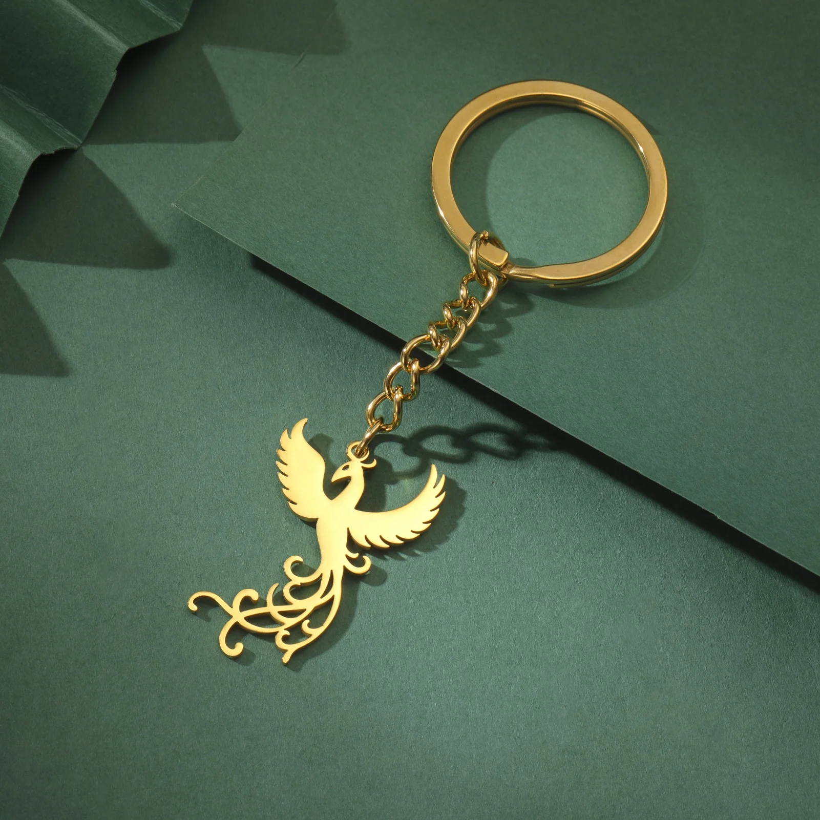 Phoenix Keychain Fashion Hiphop Key Ring Stainless Steel Jewelry Gift for Women Men