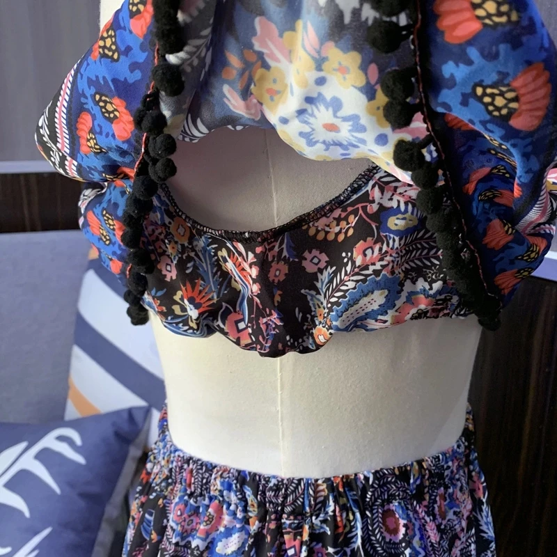 
HJ Trendy lady clothing off shoulder beach summer maxi floral dress boho bohemian women casual nude ruffle dresses 