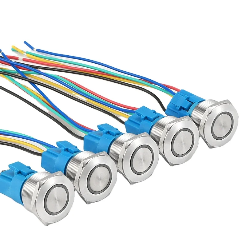 25 мм диаметр новый дизайн 1no 1nc Мгновенный самоблокирующийся 5pins 220v led кнопочный переключатель металла