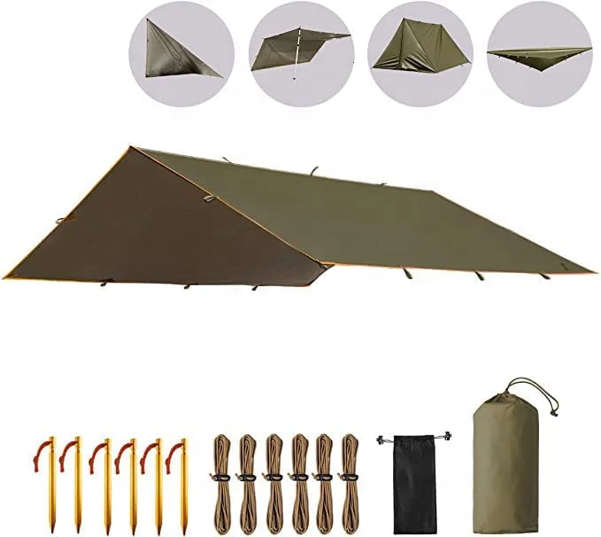Superior Quality Waterproof Anti-UV Camping Rain Fly Tarp Tent for Outdoor Camping Picnic Canopy Patio Awning with Stuff Sack