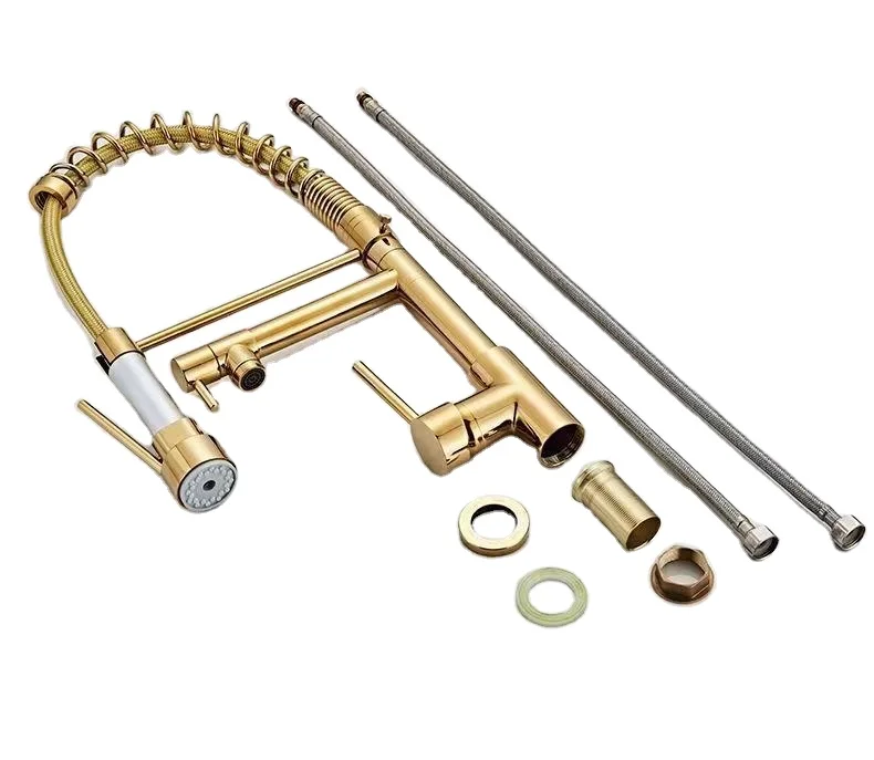 Redge - Stainless Steel 360 degree turn around Pull Down Kitchen Sink Faucets Pull Out Spring Kitchen Faucets