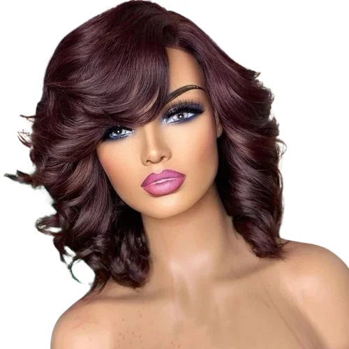 Bouncy Curl Fumi Loose Wave Short Bob Wigs Lace Front HD Transparent Lace Closure Frontal Human Hair Wigs for Black Women