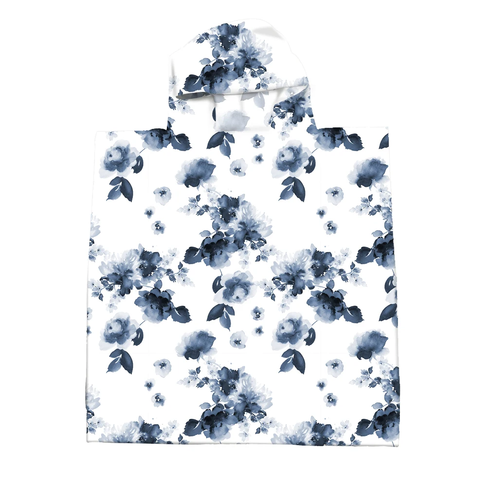 
100% Polyester Poncho Printed Kids Microfiber Hoodie Towel 