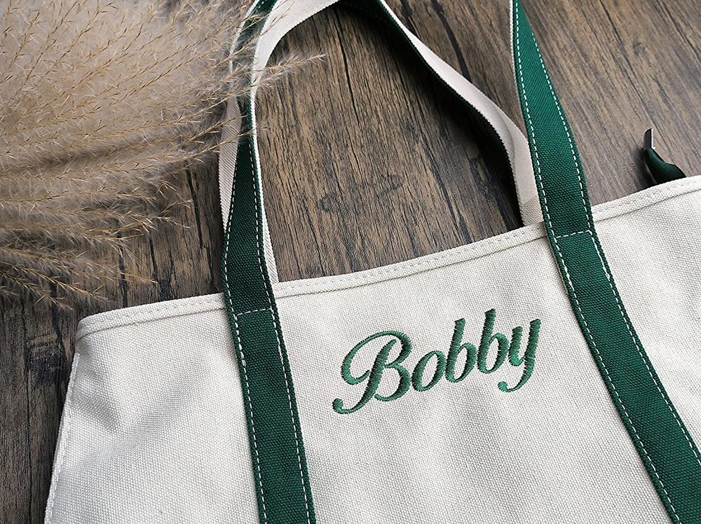 POP 2days Drop shipping Personalized Best Friend Gift Custom Text Ironic Boat Canvas Tote Beach School Embroidered Tote Bag