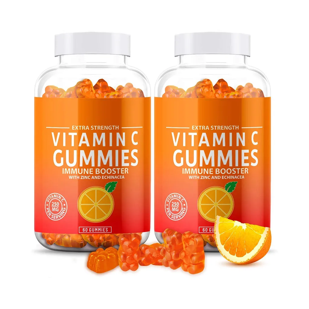 OEM PRIVATE LABEL Vitamin C Gummies Orange bear shape gummy Supports Healthy Immune System Vegetarian Without Gluten 250mg