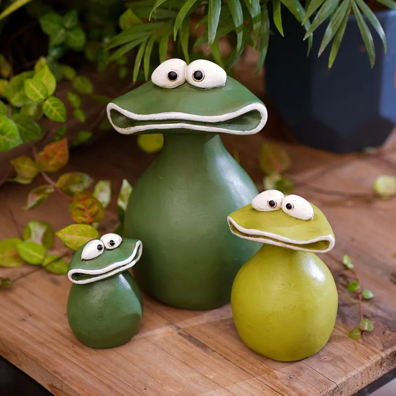 Garden Decorations Big Mouth Frog Family Of Three Resin Garden Statue Decoration Outdoor Indoor Cute Large Christmas Ornament