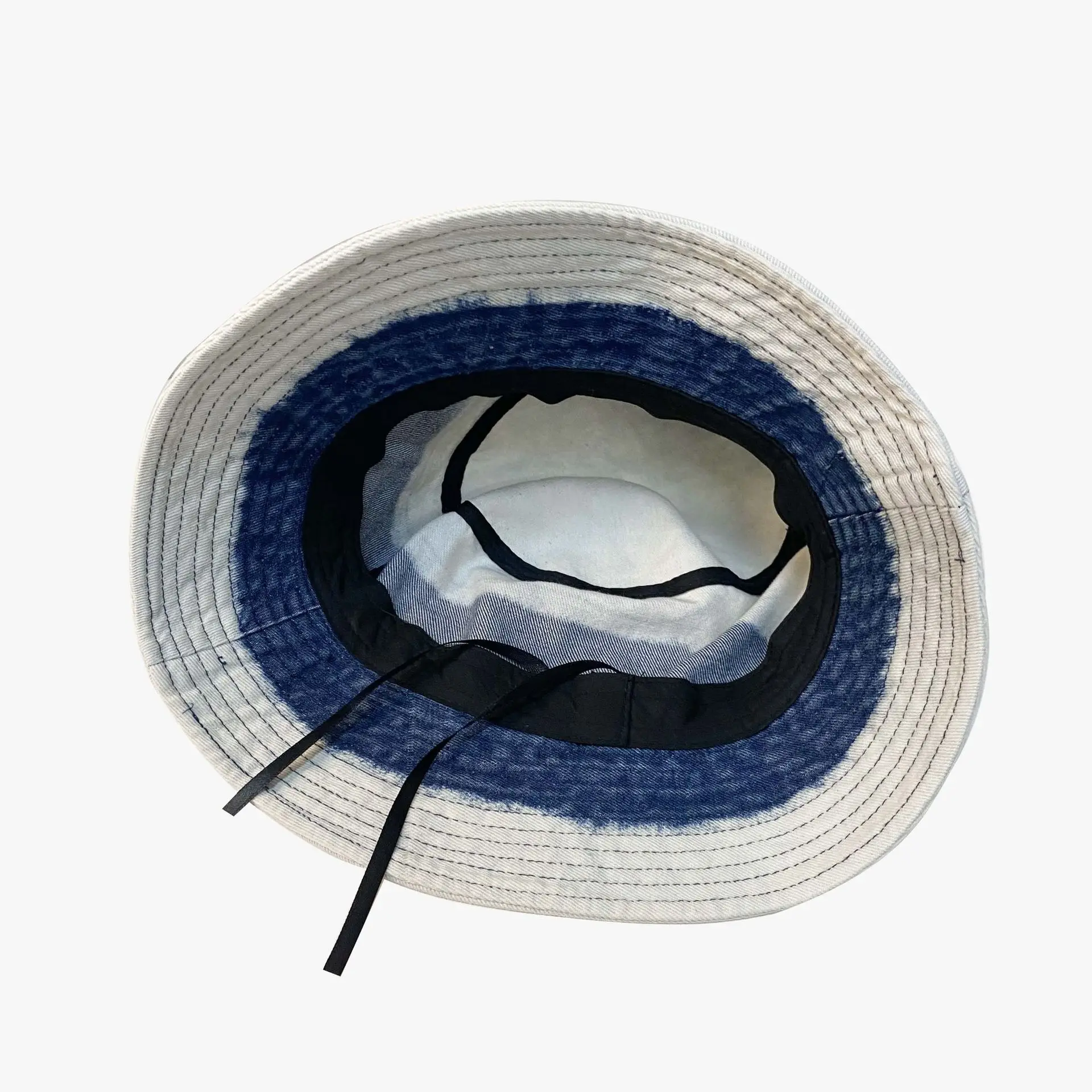 Japanese Designer Sunshade Denim Bucket Hat Gradient Color Washed Old Fisherman Hat