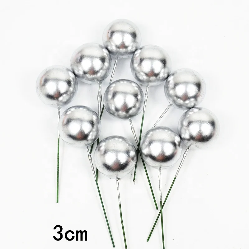 Cake Topper Foam Ball Cake Picks Cupcake Pearl Balls DIY Cake Topper Baking Decoration for Wedding Birthday