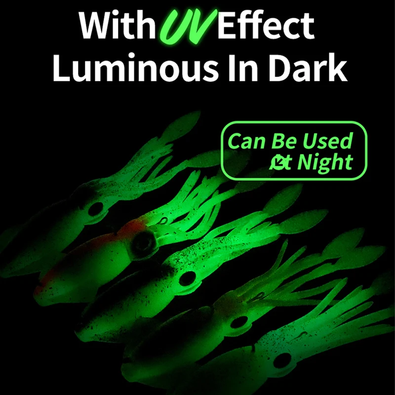 WEIHE 20cm 130g 5colors artificial soft squid fishing bait hooked octopus soft fishing lure with UV luminous lead hook