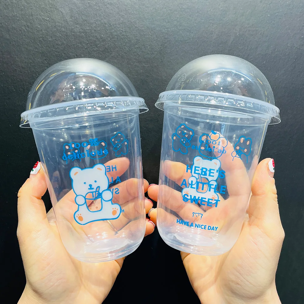 Disposable 95mm 12oz 16oz 24oz U Shape Cups PP Blistering Juice Boba Bubble Milk Tea Clear Soft Plastic Cup With Lid