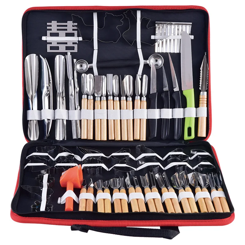 80 piece kitchen chef set stainless steel troodon food fruit tray carving knife for upscale restaurant