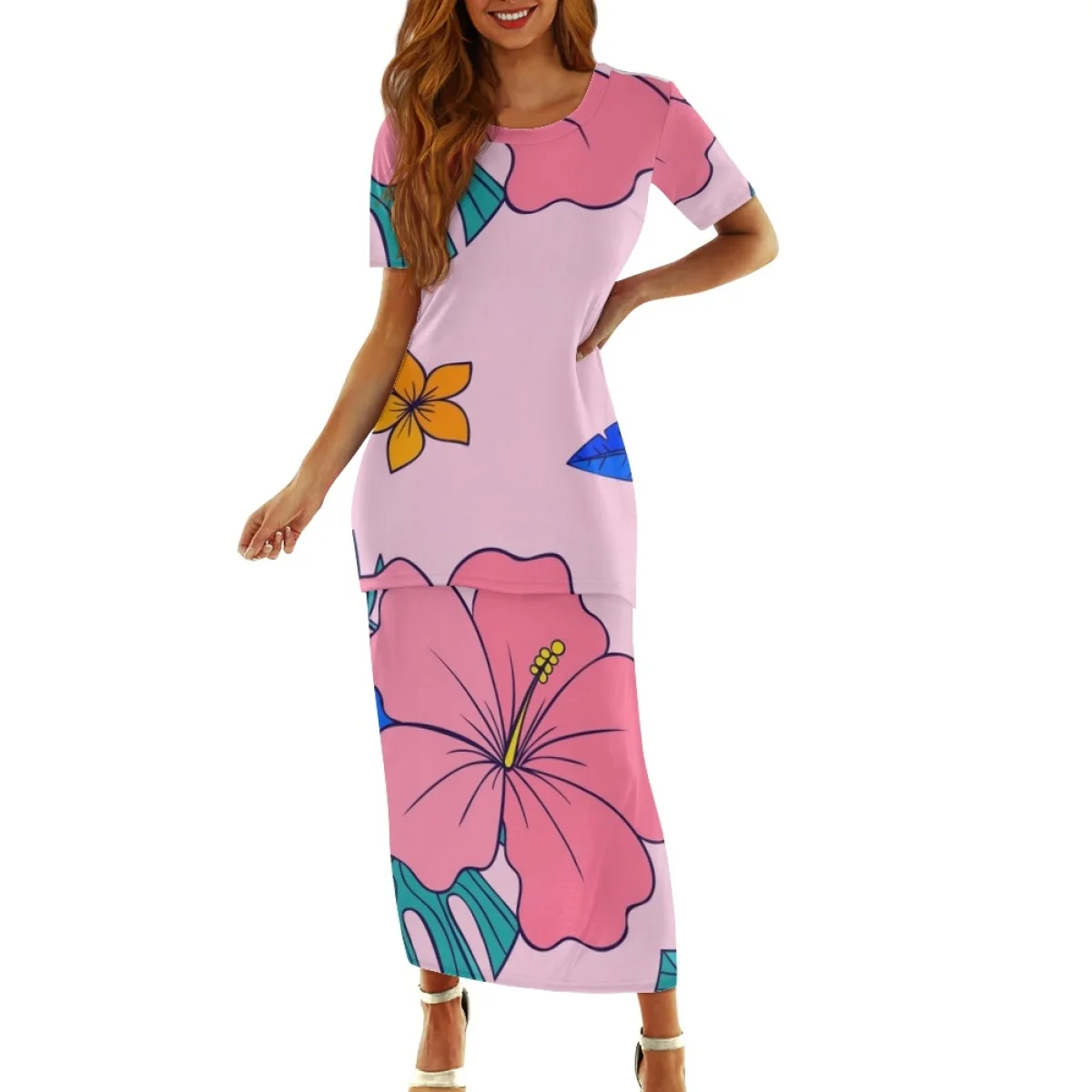 Printing Your Brand Two Kits Plus Size Clothes For Female Short Sleeve Dresses Lady