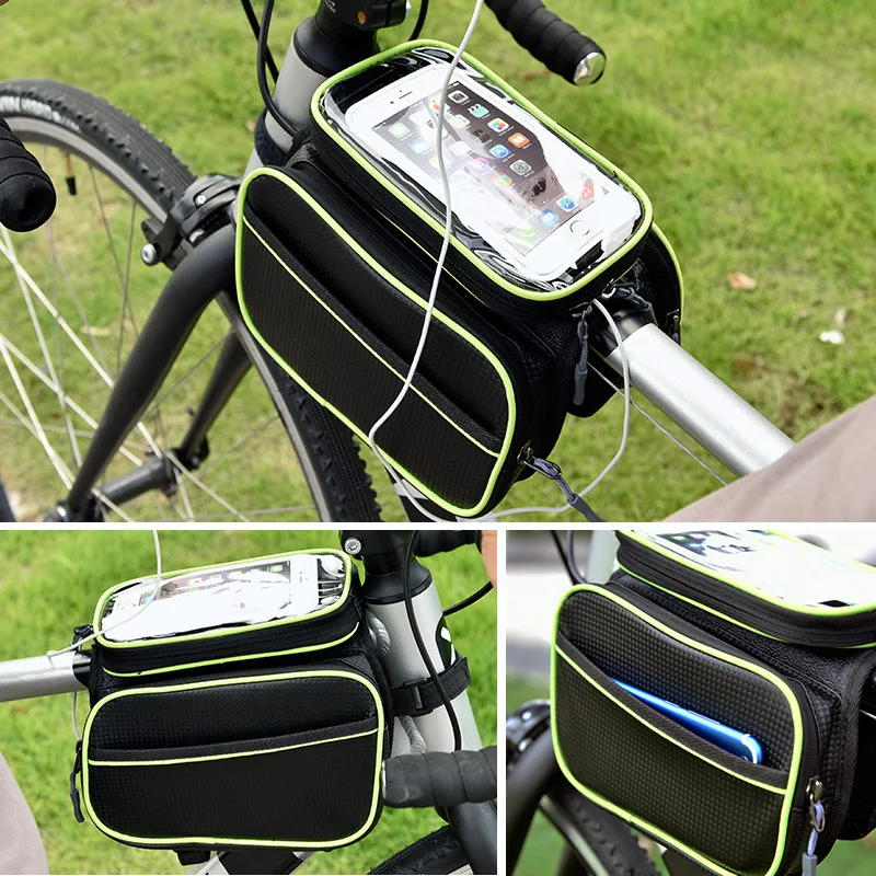 Waterproof Bicycle Bags High Capacity Mountain Road Bike Front Beam Accessories For Storage Phone Saddle Bags Cycling Equipment