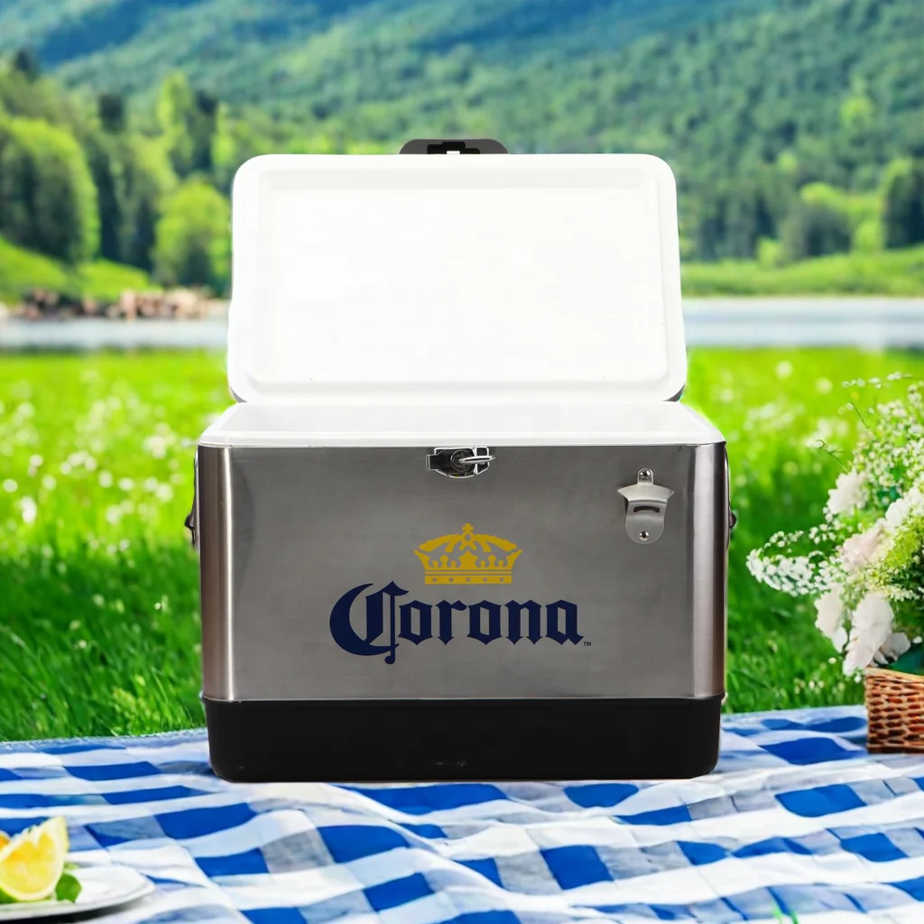54QT Metal Cooler Box Retro camping ice cooler holiday box