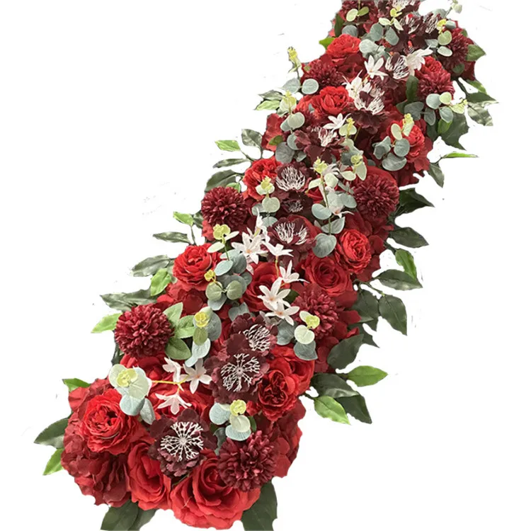 Silk Peonies Rose Floral Arrangement Wedding Arch Frame Artificial Flowers Rows Stage Arrangement Props Party Backdrop Decor