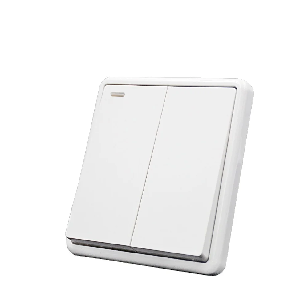 SASO UK Brushed PC Electrical 10A 2 Gang 1 Way Light Wall Switch