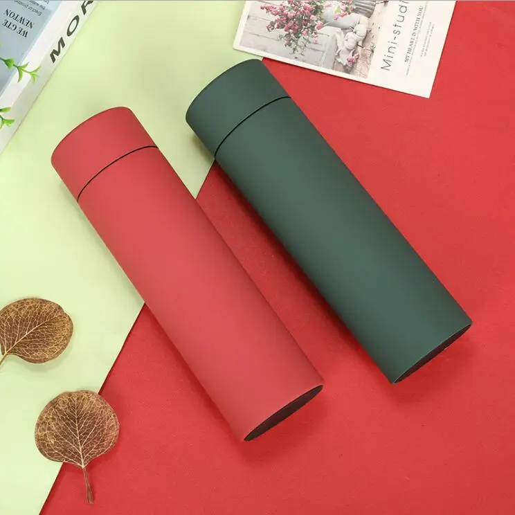 Custom 500ml Rubber Coating Led Temperature Display Stainless Steel Vacuum Insulated Smart Water Bottle