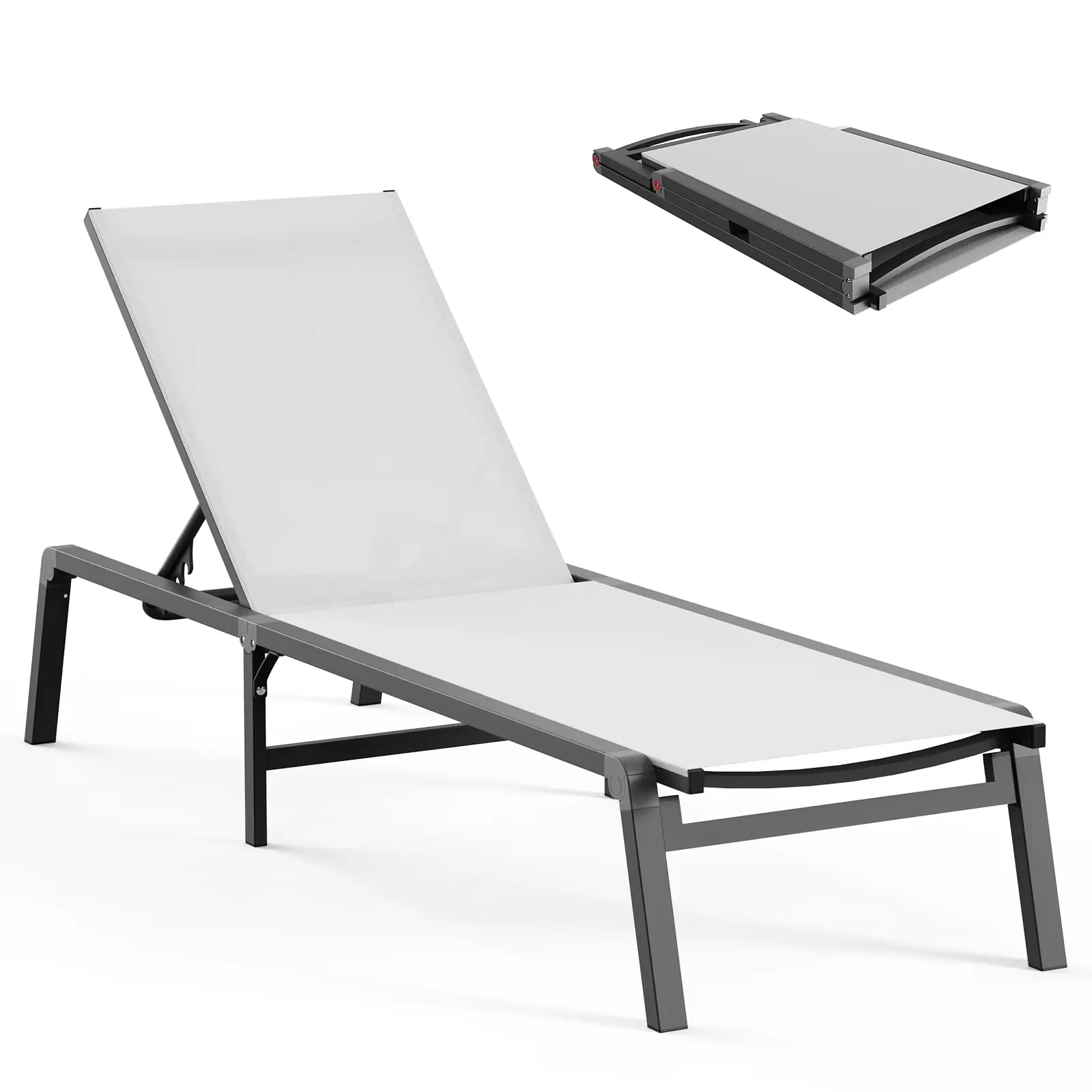 Multi-position Portable Stylish Sun Lounger Chair Adjustable Aluminum Recliner Sun Lounger Beach