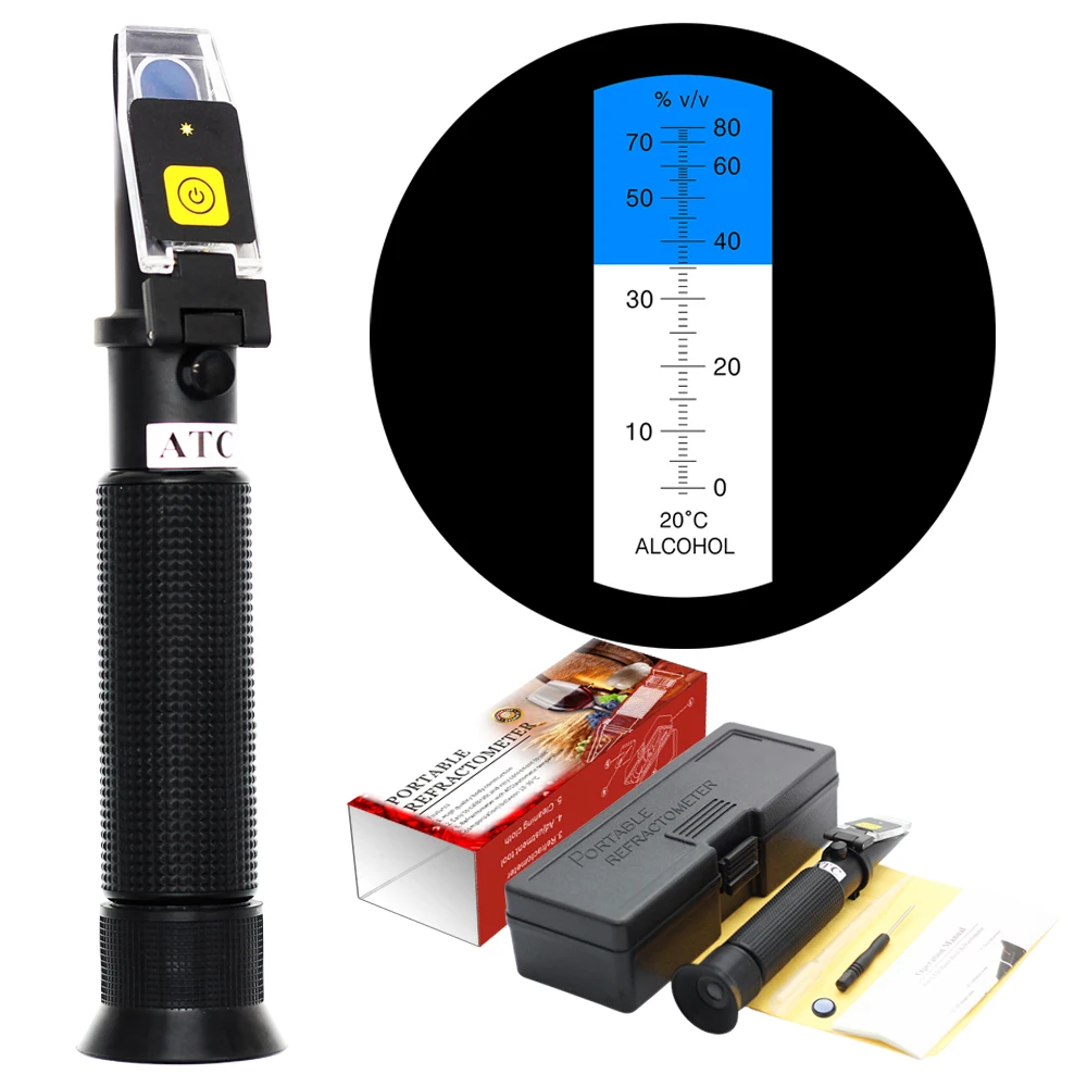 
LED-RHW-80V Alcohol refractometer 0-80% v/v Homebrew Kits 