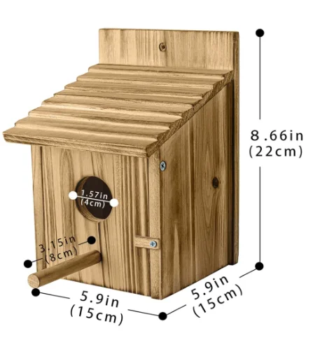 Folk Art Style Wood Bird Houses Wooden Bird House Hanging Birdhouse for Outdoor Use Featuring an Animal Theme