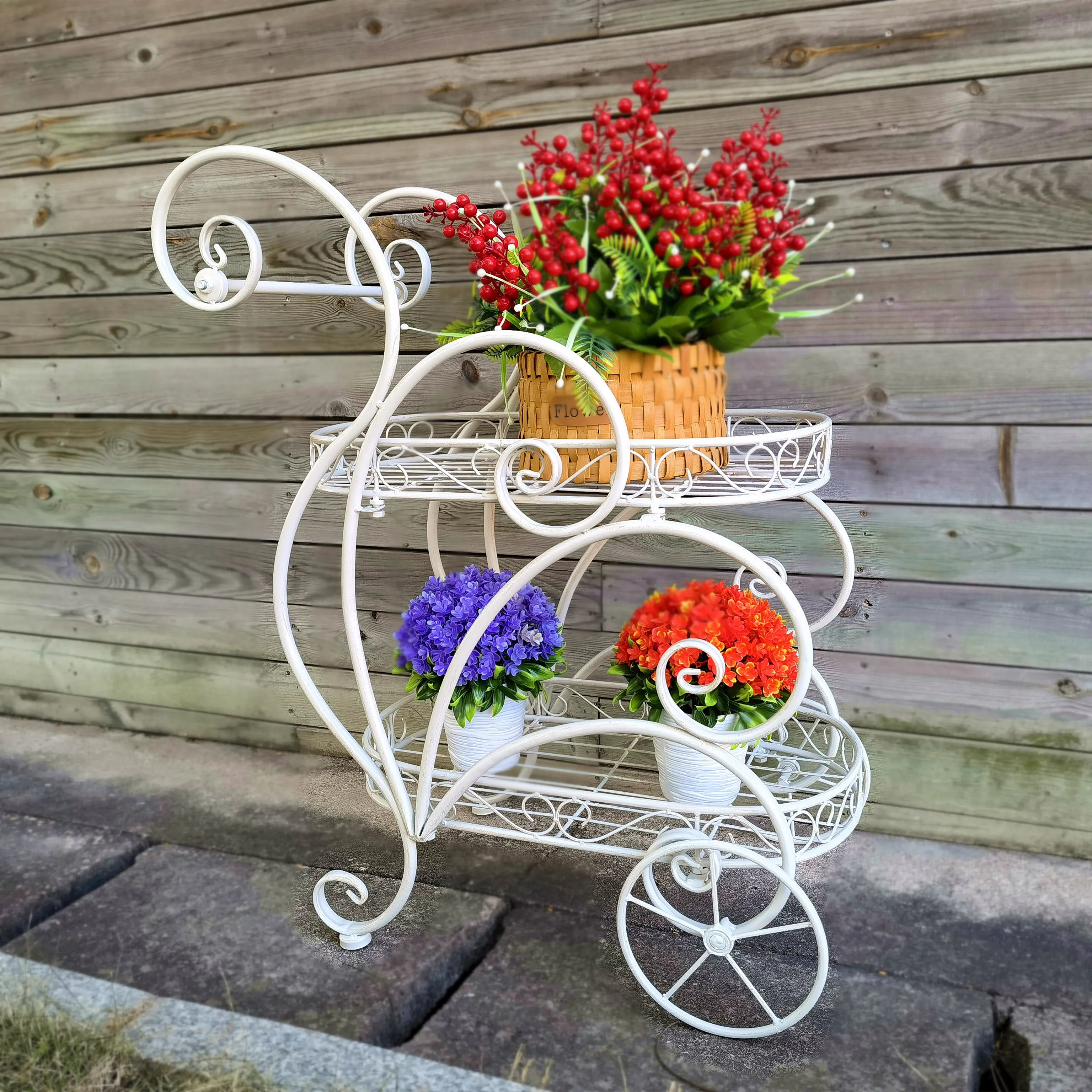 Mini Style Decorative Flower Pot Display Rack Bicycle Shape Plant Holder Free Standing Metal Plant Stand for Living room