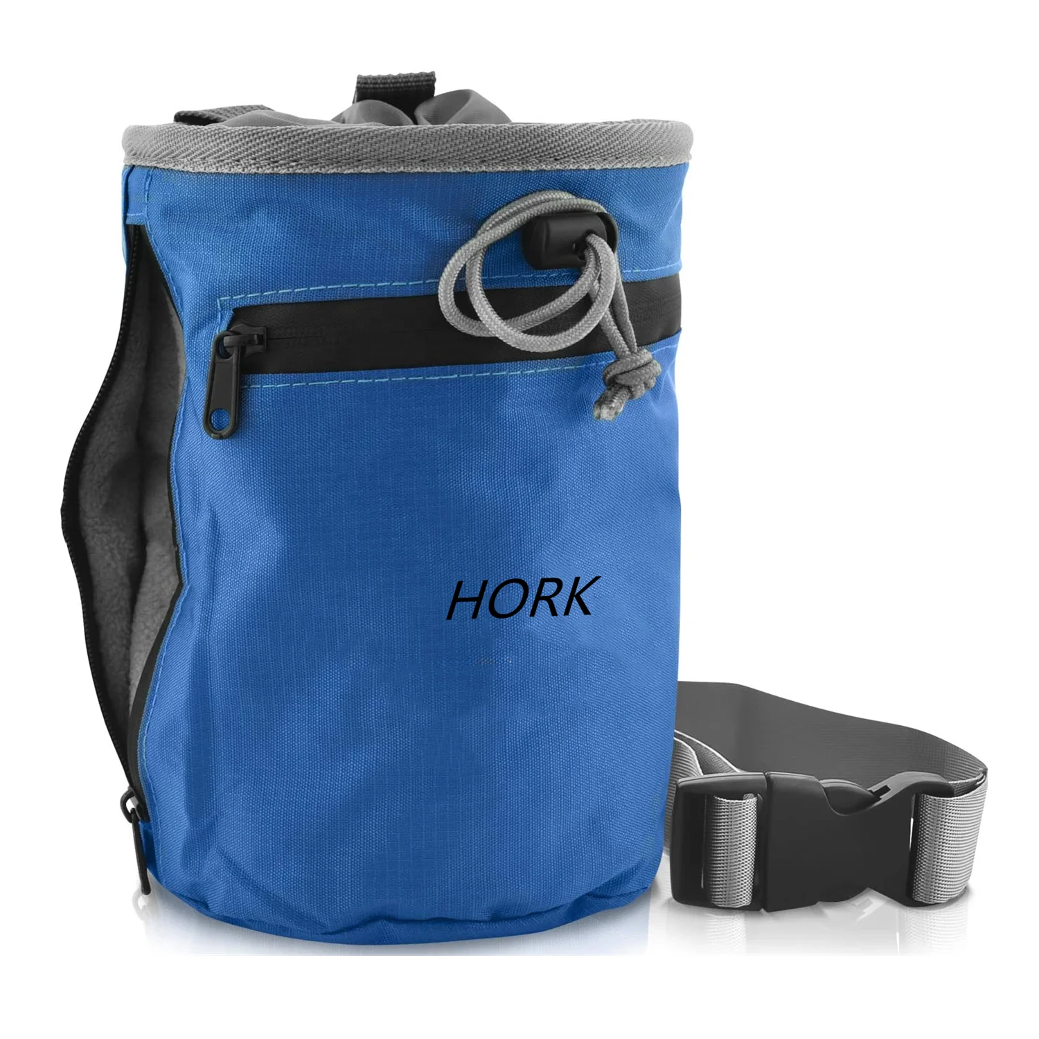 Large Capacity Polyester Drawstring Rock Climbing Chalk Bag with Quick-Clip Belt Strap and Reusable Chalk Ball