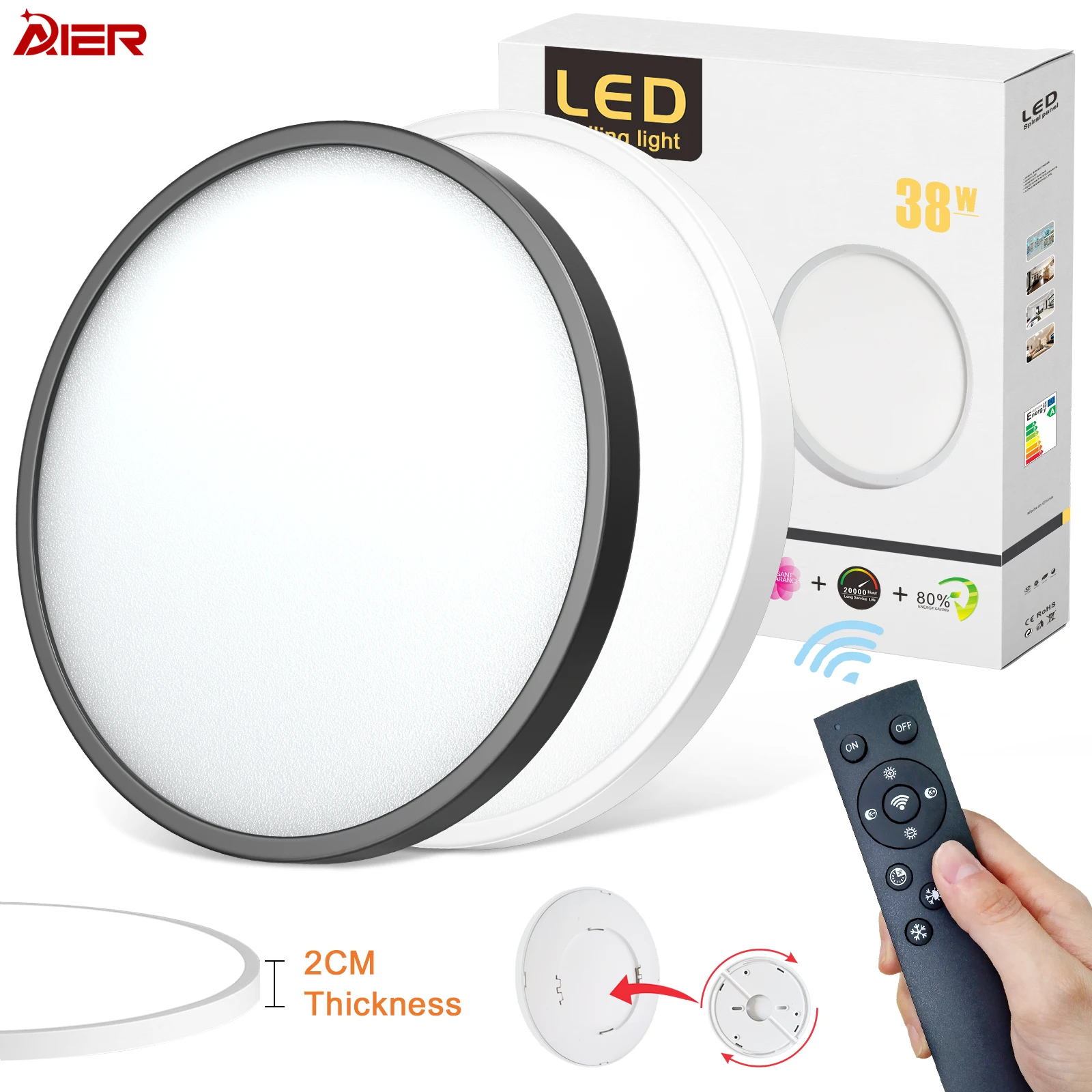 Indoor Lighting Ultra Thin 3CCT Changeable 3000k/4000k/6000k Round Slim Led Ceiling Light Flush Mount Led Ceiling Lamp