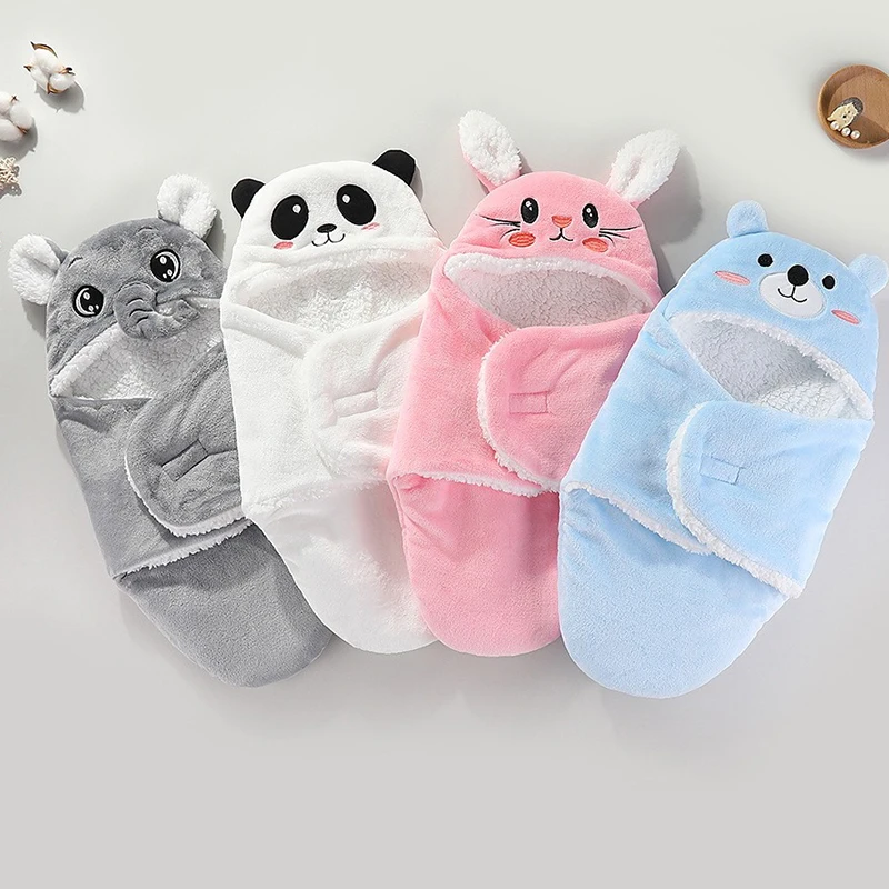 Baby Swaddle Winter Warm Super Soft Baby Cute Plush Fleece Swaddle Newborn Baby Sleeping Bag